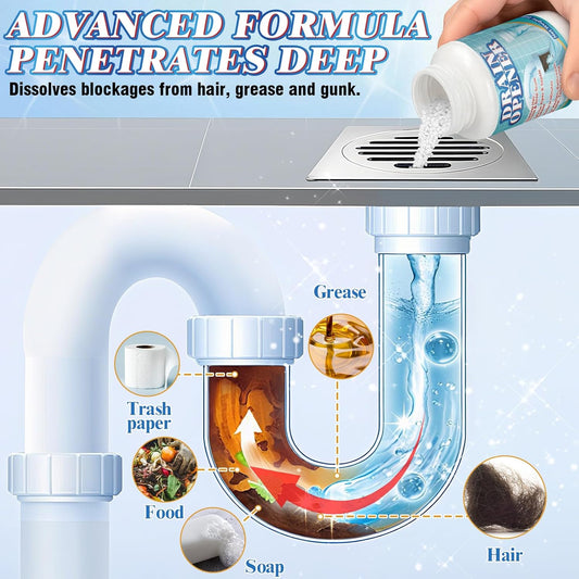 Drain Clog Remover Granules, 260g Drain Cleaner for Hair, Grease, Food Residue and Soap Scum, Drain Opener for Kitchen Sink, Bathroom Sink, Shower, Bathtub and Toilet