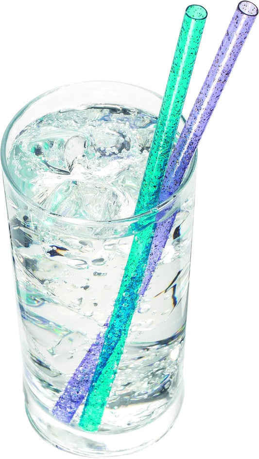 Joie Silicone Straws with Cleaning Brush, Set of 6, Rainbow Color Assortment