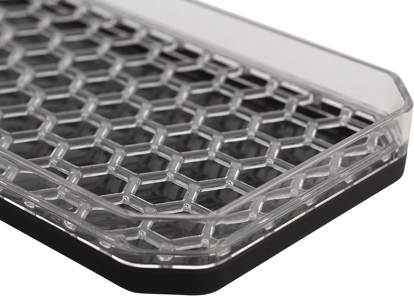 Spectrum Sponge and Brush Holder for Kitchen Sink Storage, Hexa Quick-Dry Organizer with 3 Compartments, Removable Base Sink Caddy for Dish Brushes & Sponges, Compact Design, Clear & Gray