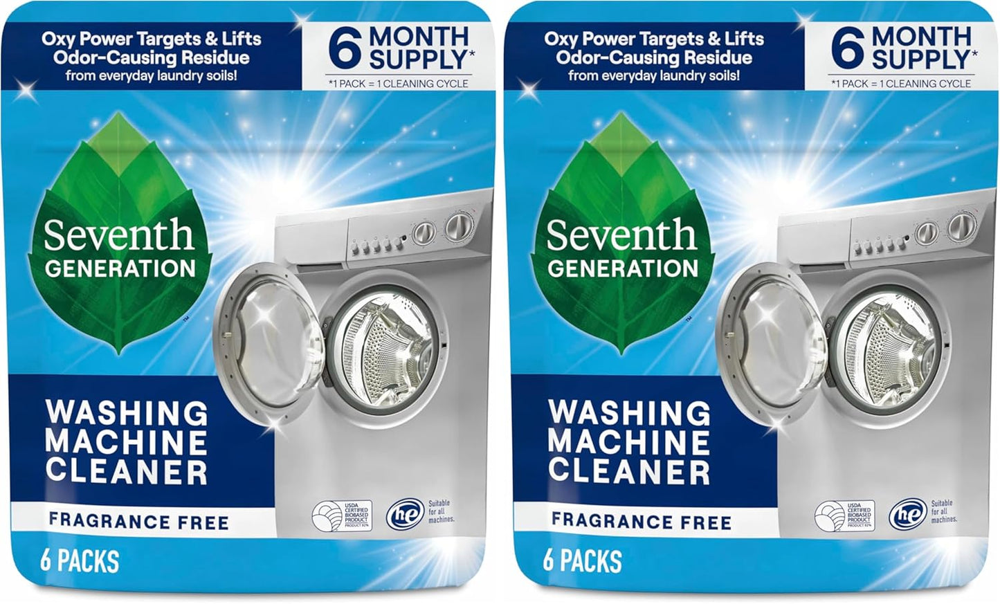 Seventh Generation Washing Machine Cleaner 6 Count Free & Clear Targets Odor-Causing Residue Powered by Oxy Power 4.2 oz