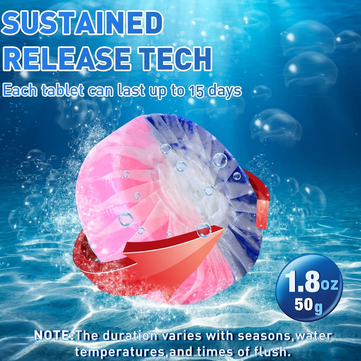 Qualirey 60 Pack Automatic Toilet Cleaner Tablets Toilet Bowl Long Lasting Bathroom Tank Tablets (Blue)