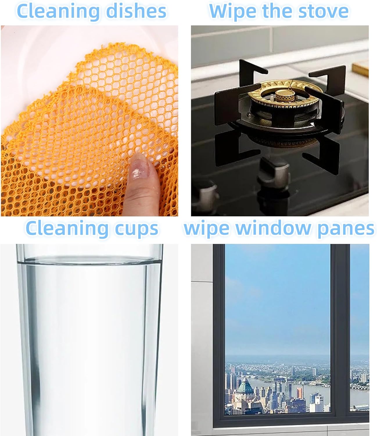 Heavy Duty Dish Scrubbers, Non-Scratch Scouring Pads - Odorless & Long Lasting Mesh Dish Cloth - Replace Sponges - Kitchen, Floor and Bathroom Usage (4 Pcs)