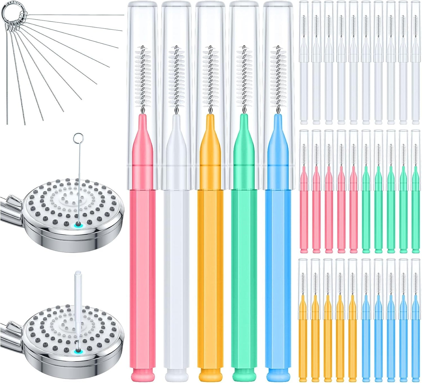 Lumkew Shower Head Cleaner Picks,Multiple Shower Head Cleaning Brush for Small Hole, Nozzle unclogger Tool for Showerhead with Storage Box