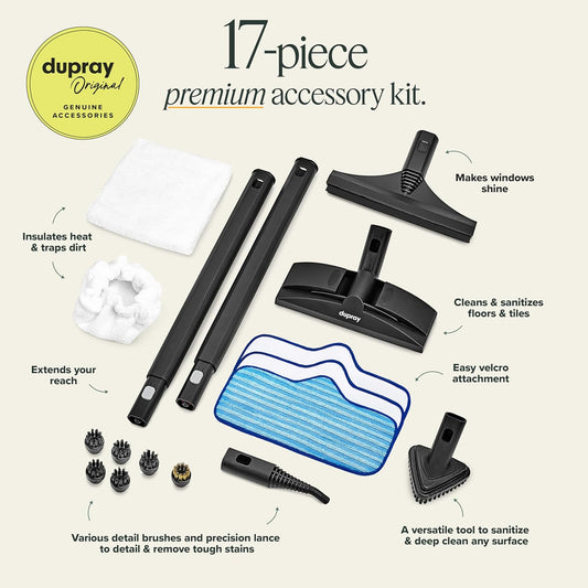 Dupray Neat Plus Steam Cleaner, Multipurpose Steamer for Floors, Grout & Upholstery, Chemical-Free Cleaning, Fast Heat-Up, 40-Piece Accessory Kit