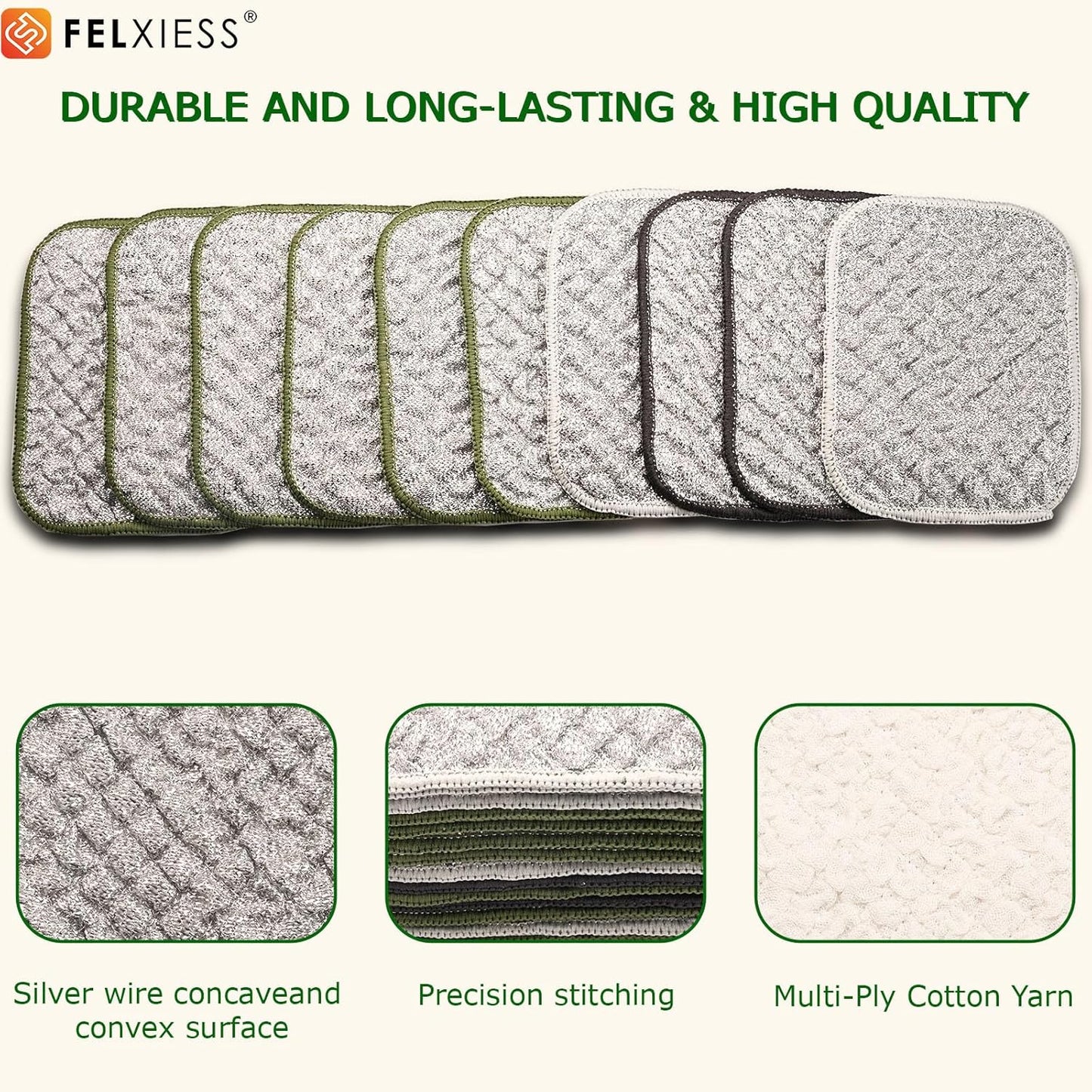 2026 New Double Side Non Scratch Wire Dishcloths,Multipurpose Wire Dishwashing Rags for Wet and Dry, Reusable Metal Dish Cloth,Wire Miracle Cleaning Cloths for Kitchen(Silver 6Pcs)