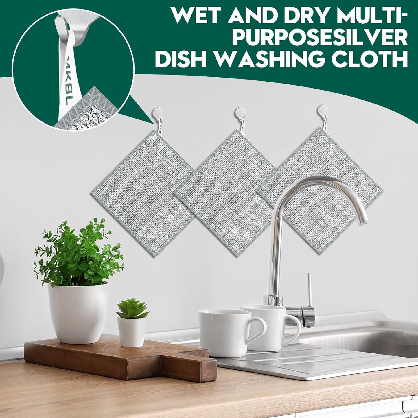 Steel Wool Scrubber, Wire Dishwashing Rags, 10 Pcs Multipurpose Wire Dishcloth, Wet & Dry for Cookware, Sinks, Dishes, Stoves & Fireplaces 5.9“ x 3.9”