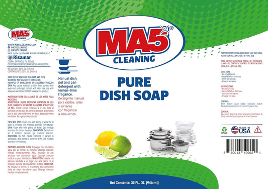 MA5X CLEANING Pure Liquid Dish Soap, 1 Gallon Refill