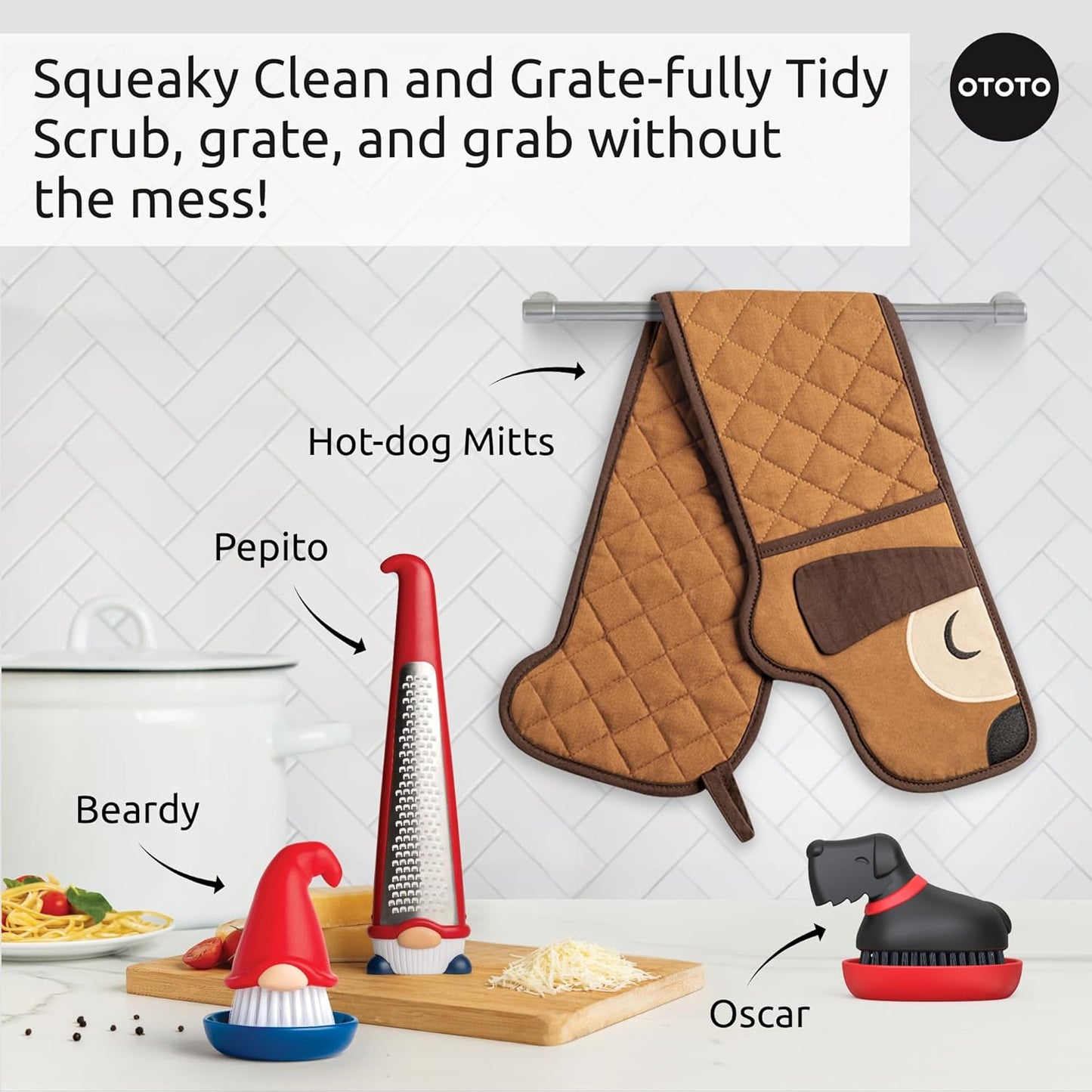 New! Beardy Gnome Dish Brush by Ototo - Dish Scrub Brush, Gnomes, Quirky Gifts, Dish Brush, Cute Kitchen Accessories, Funny Kitchen Gadgets, Vegetable Brush, Cute and Useful Gifts for Women