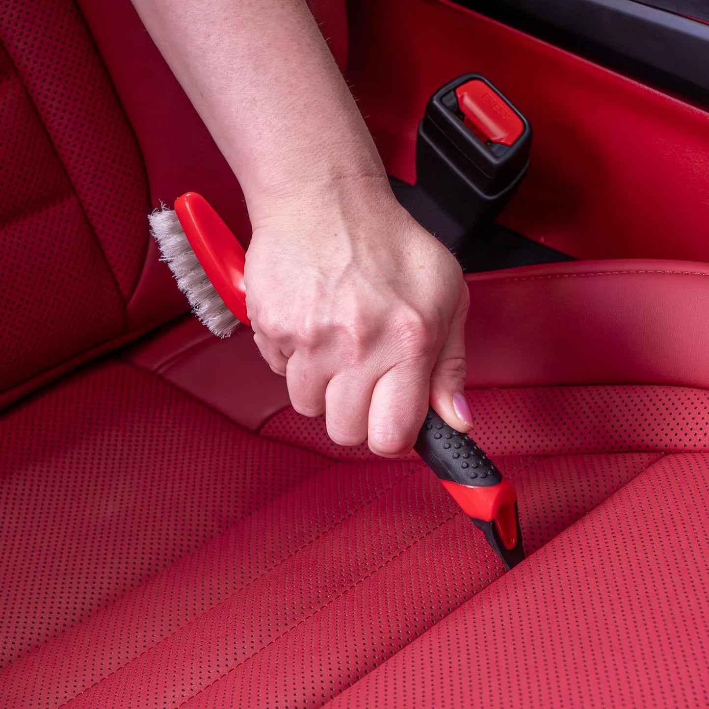 Mothers Car Detailing Brush for Stain and Hair Removal on Vinyl and Leather Seats - 2 Pack