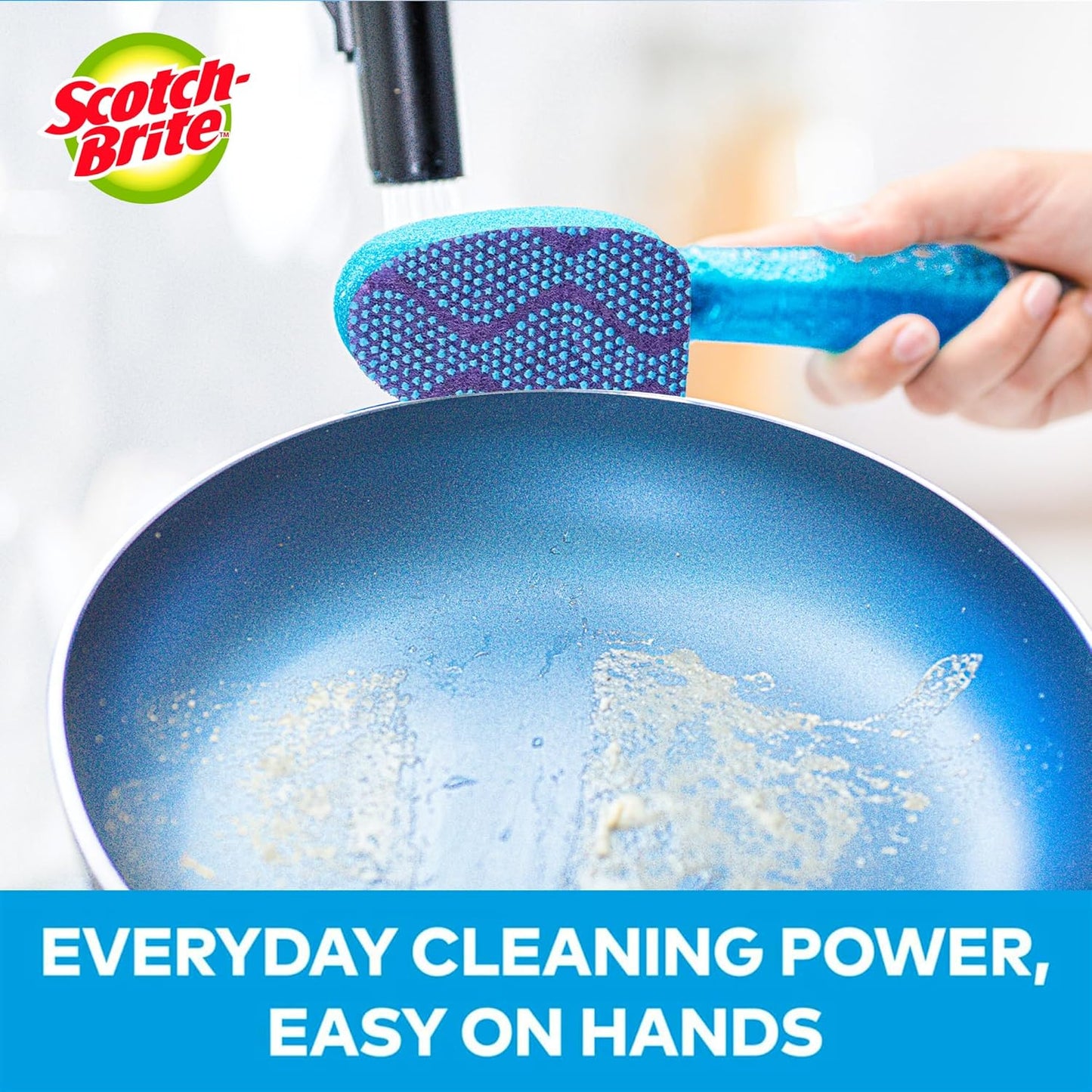Scotch-Brite Scrub Dots Non-Scratch Soap-Dispensing Dishwand, 1 Count, Keeps Hands Out of The Mess, Fits All Scotch-Brite Refills, Assorted Colors