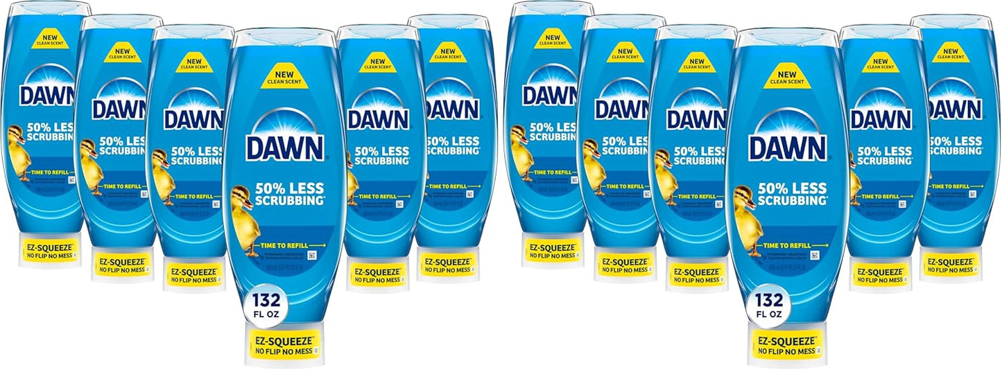 Dawn Ultra EZ-Squeeze Dish Soap Liquid, Dishwashing Liquid, Grease Removal, Upside Down Bottle, Original, 6x22 Fl Oz Bundle