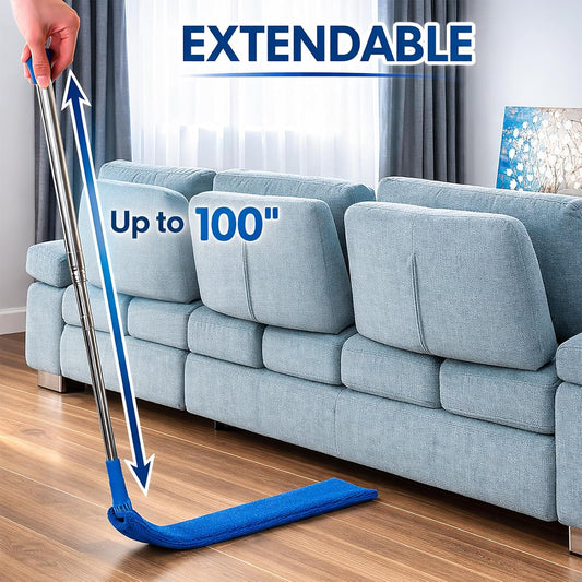 Retractable Gap Dust Cleaner with Extension Pole, Cleaning Tools with 3 Microfiber Dusting Cloths, Extendable Long Handle Duster for Cleaning Under Refrigerator Furniture Appliance