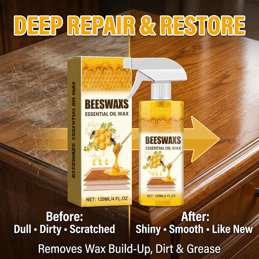 Beeswax Wood Polish Spray,Natural Beeswax Essential Oil Wax,Floor Polish Spray,For Wood Floors, Furniture, and Wooden Cabinets (1PC)