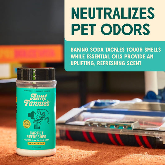 Aunt Fannie's Cat Carpet Refresher, Odor Neutralizing Powder for Homes with Cats, Kittens and Other Pets, Bright Lemon Scent, 16 Ounce (Pack of 1)