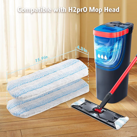 AIR U+ Mop Replacement Pads for O Cedar H2prO Flat Mop System, 4 Pack Mop Pads, Machine Washable Reusable Microfiber Mop Heads Replacements for O-Cedar H2Pro Refills Clean for All Floors Types