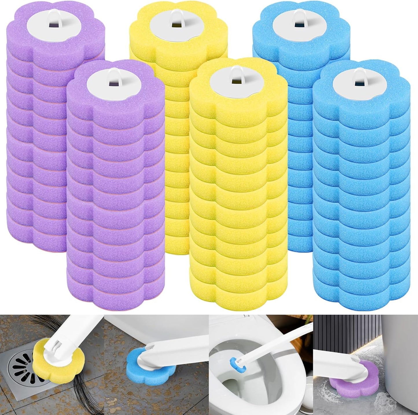 72PCS Disposable Toilet Cleaning Brush Wand Cleaner Refills, Contains Only the Brush Head, Disposable Toilet Cleaning Pads, Bathroom Toilet Bowl Brush and Holder Set (Refills)
