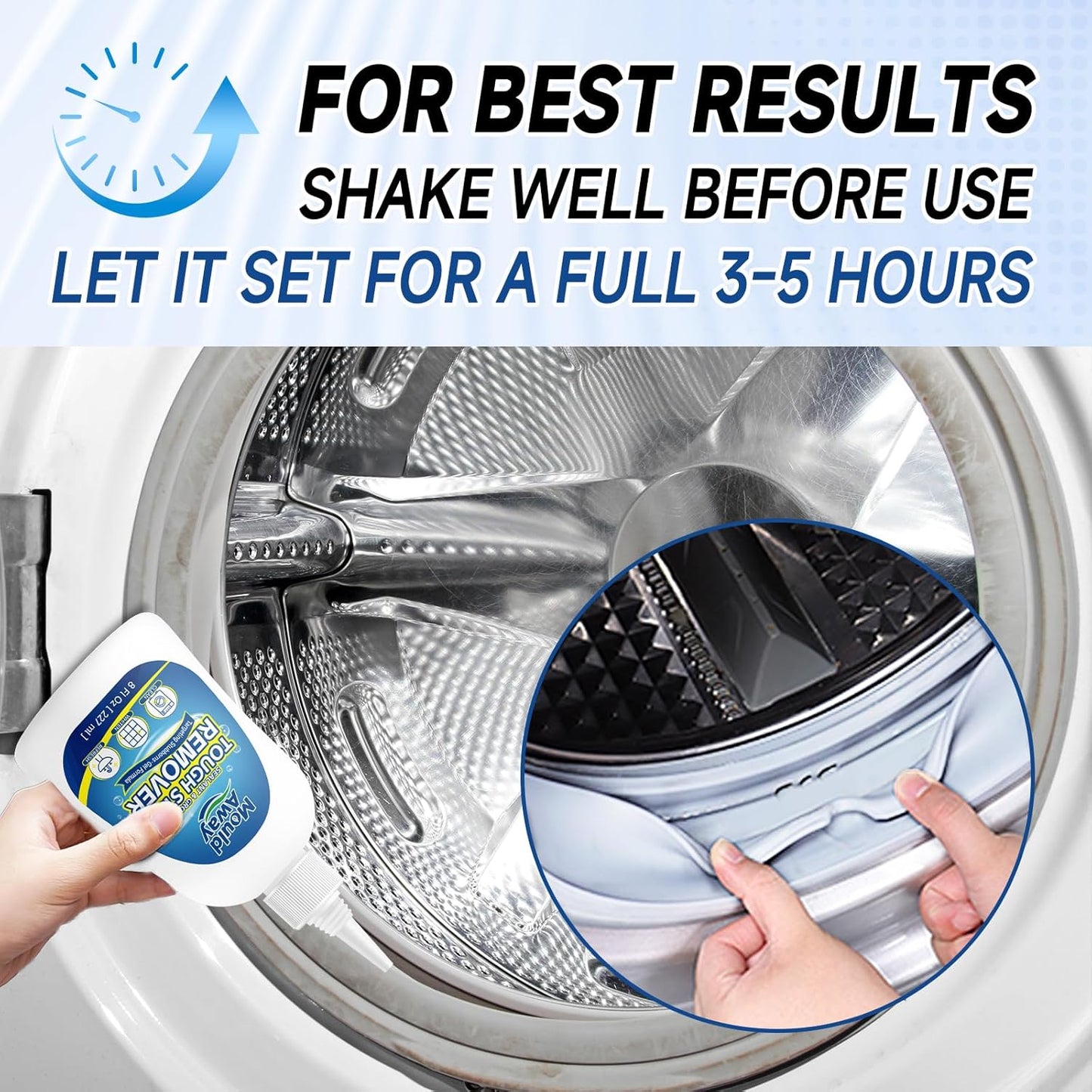 Tough Stain Remover Gel - Washing Machine Cleaner for Front Load Washer Seals, Bathroom Showers & Tile Grouts, Thick No-Drip Formula, Non-Toxic, 8 fl oz (Pack of 1)