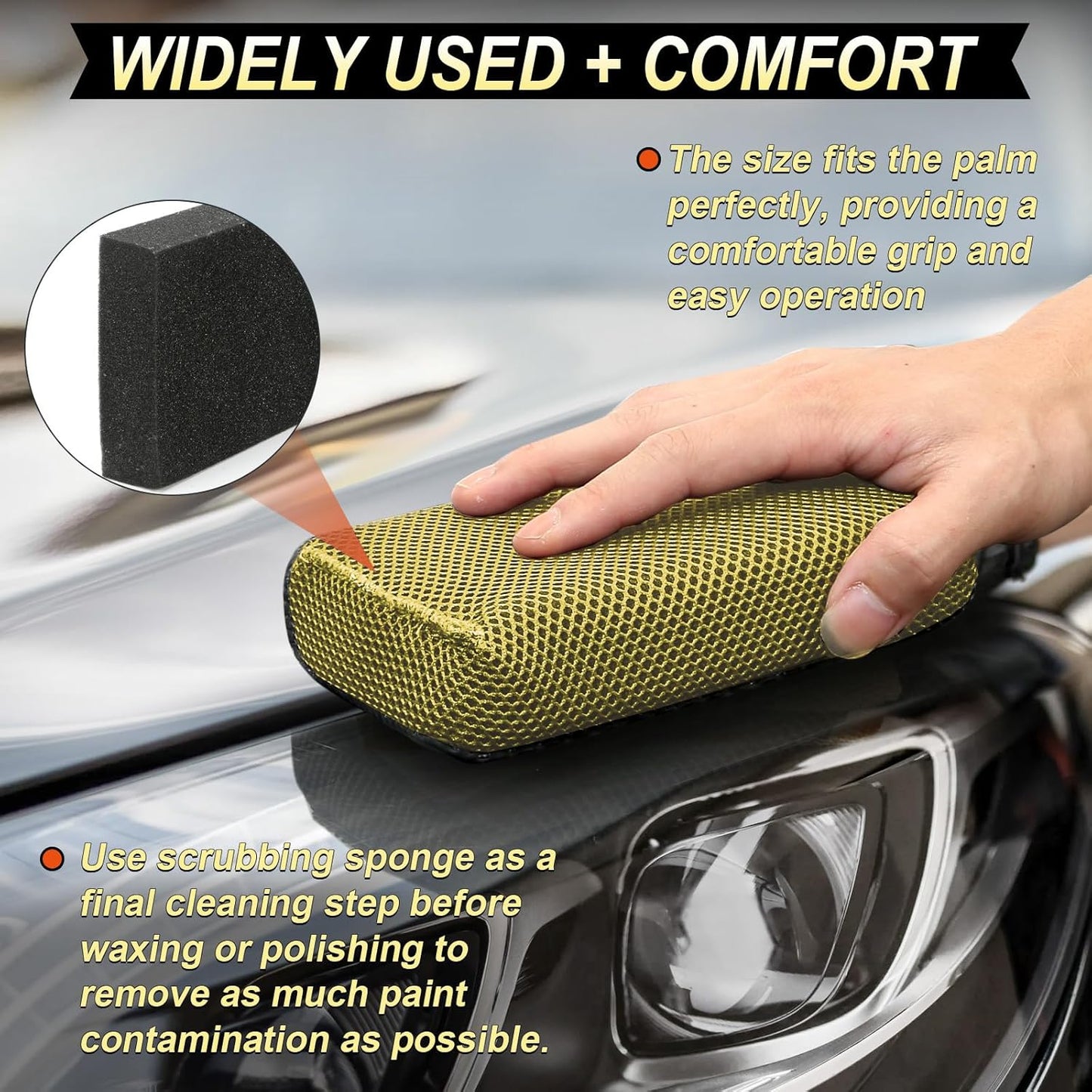 Car Wash Sponge,Dual Sided Car Clay Scrubber for Fast and Effective Removal of Paint,Light Overspray So On,Scrubbing and Clay Work,2-Pack