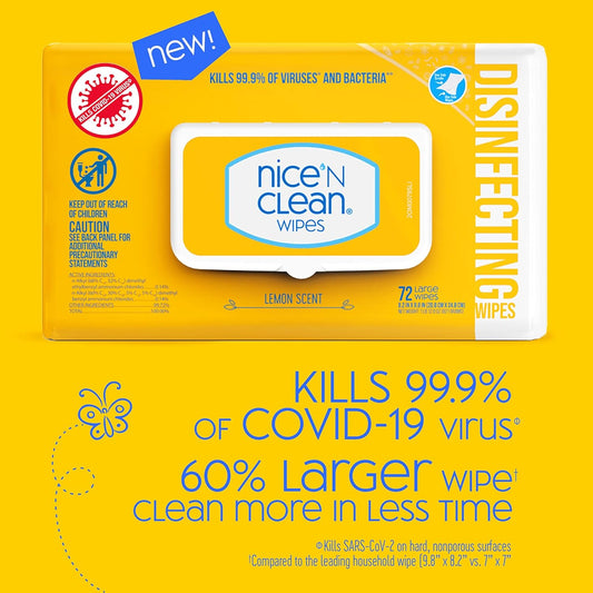Nice 'N Clean Disinfecting Surface Wipes 304ct | Cleans & Disinfects Home & Kitchen Surfaces | Fresh & Lemon Scent