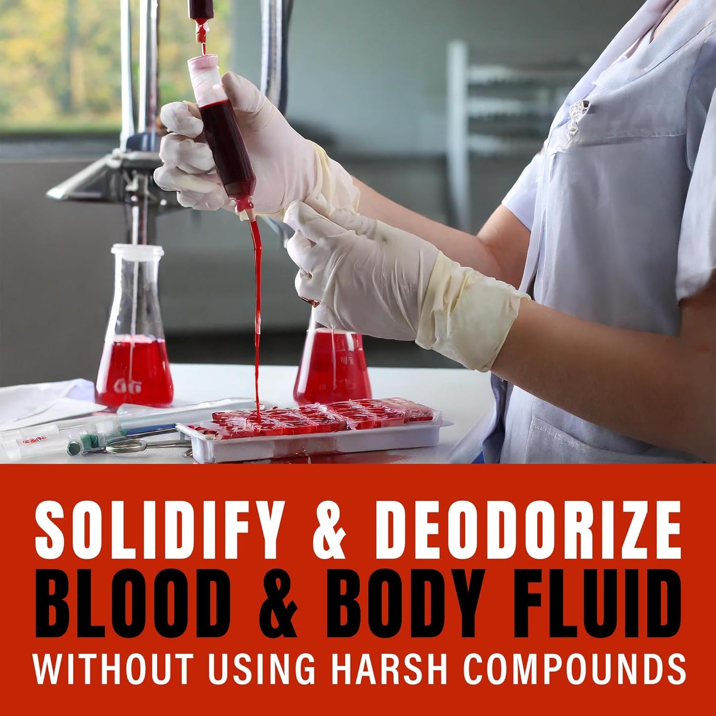 SMELLEZE Vomit Clean Up Powder & Blood Body Fluid Super Absorbent Solidifier Deodorizer: 2 lb. Instantly Absorb & Solidify Urine, Blood & Bio Waste for Medical, Tattoo & Pet Mess Cleanup