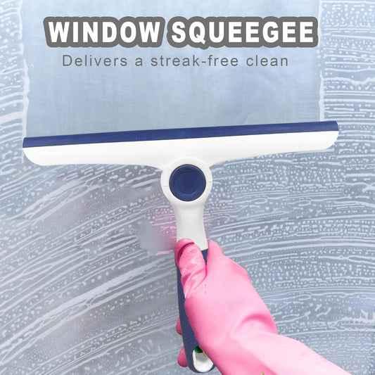 NBGYTECH Window Squeegee Household Cleaning Scraper Handheld Squeegee for Shower Glass Door Mirror Car Windshield (White Plastic Handle)