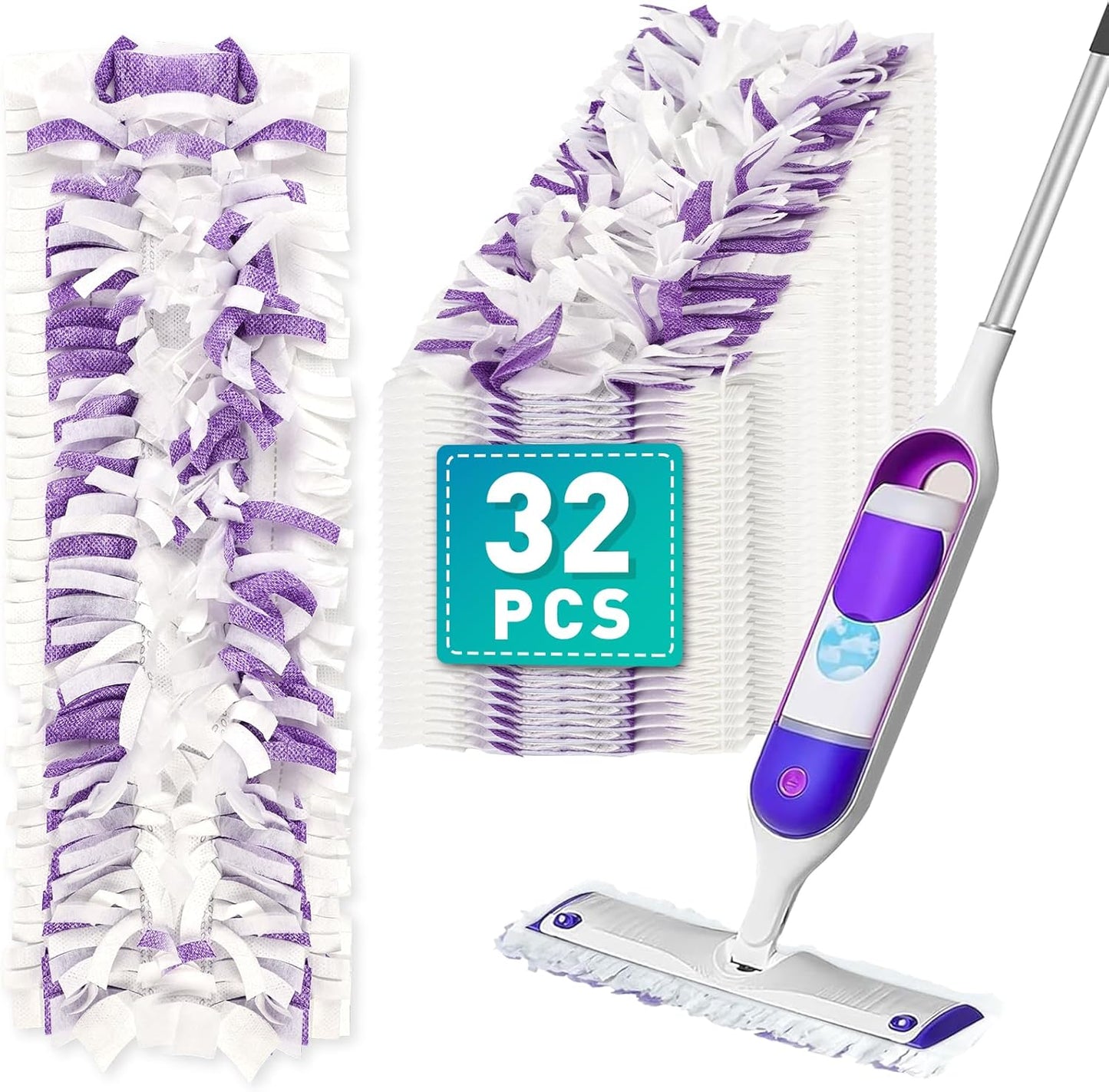 5X Cleaning Power Mop Pads Compatible with Swiffer PowerMop, Disposable Mopping Pad Refills for Cleaning, Multi-Surface Wood Floor Replacement Pads(32 Pack)