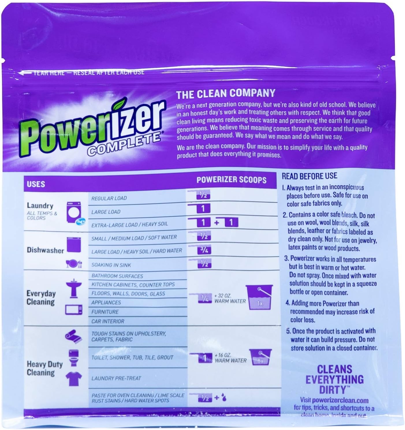 Powerizer Complete - Dishwasher Detergent Powder With Oxi Stain Remover & Rinse Aid, 3-in-1 Concentrated Formula, 136 Loads (3lb)