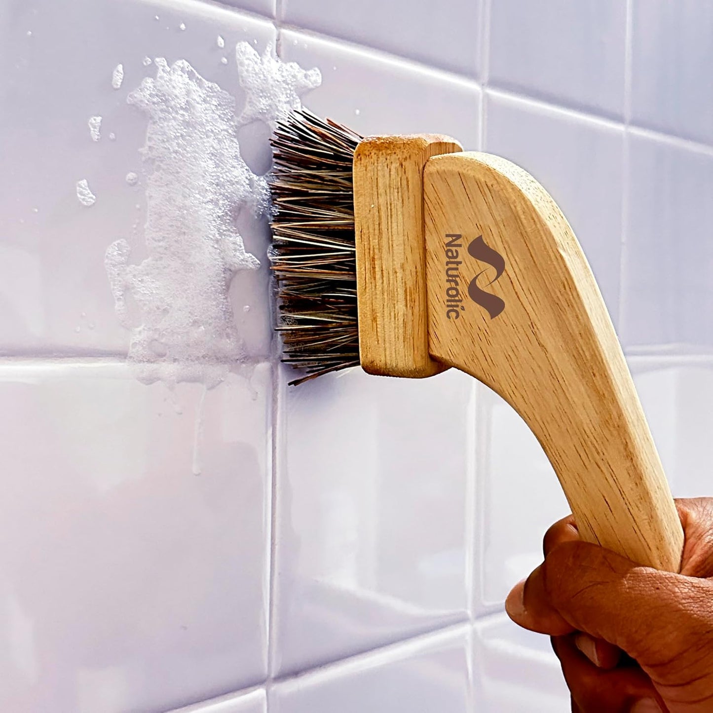 All-Natural Grout Brush Set | Wooden Cleaning Brush for Tile and Floor | Durable Floor Scrubber for Bathroom and Kitchen | Eco-Friendly Household Cleaning Tools