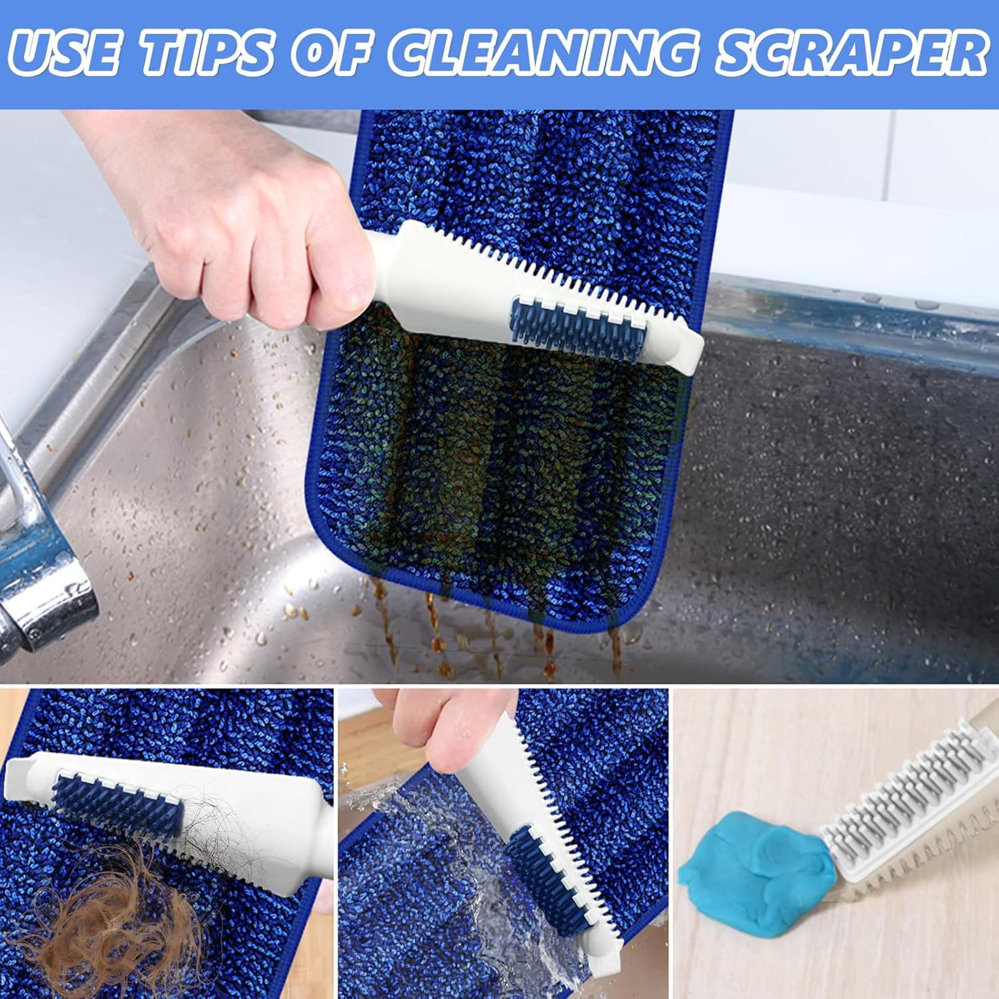 HOMTOYOU Spray Mops for Floor Cleaning: Wet Mop for Hardwood Tile Wood Laminate Vinyl - 3 Washable Microfiber Pads for Swiffer Powermop - Absorbs Pet Hair Dust