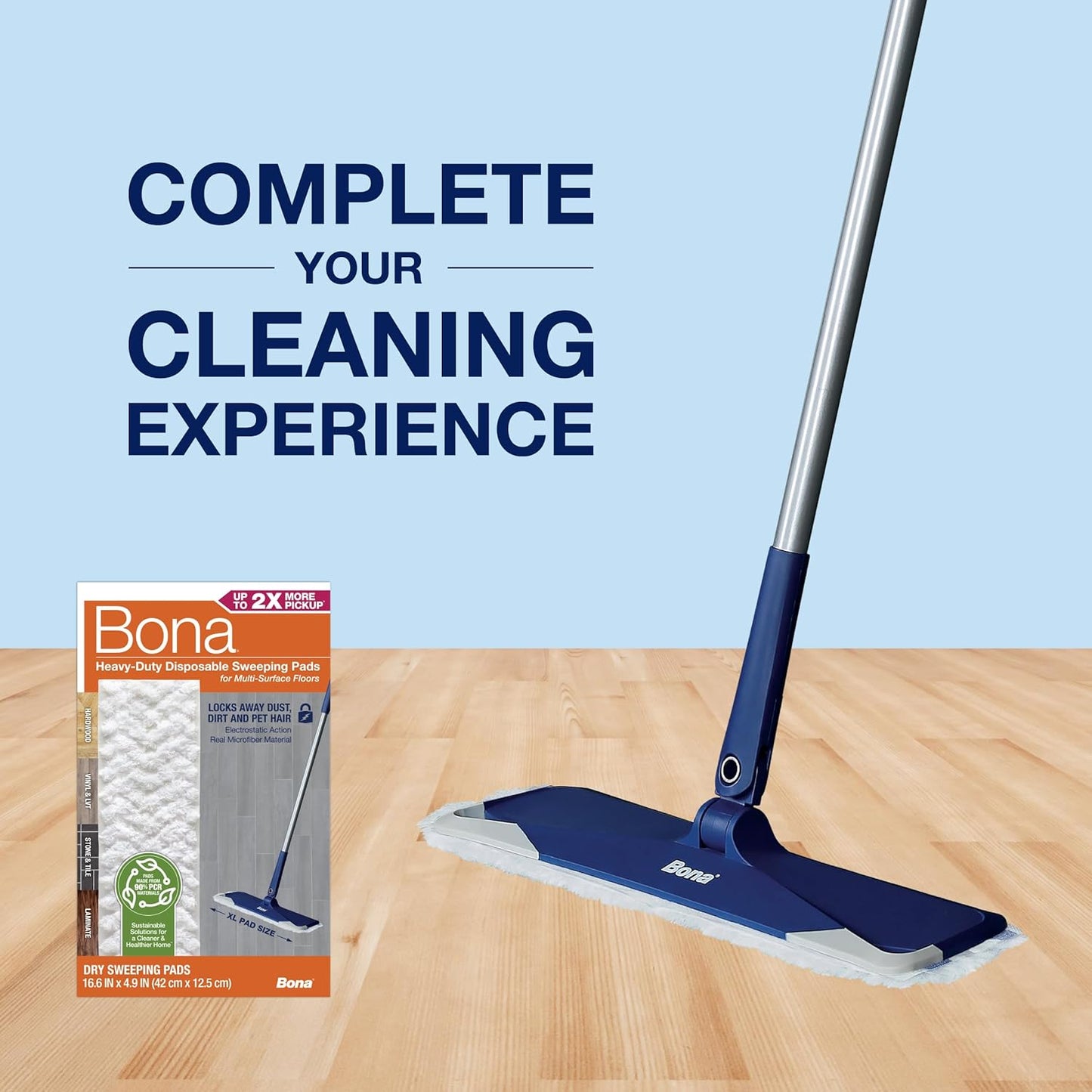 Bona Multi-Surface Floor Cleaning Pads - 18 Refills - Heavy-Duty, Disposable, Microfiber Pads for Easy Floor Cleaning