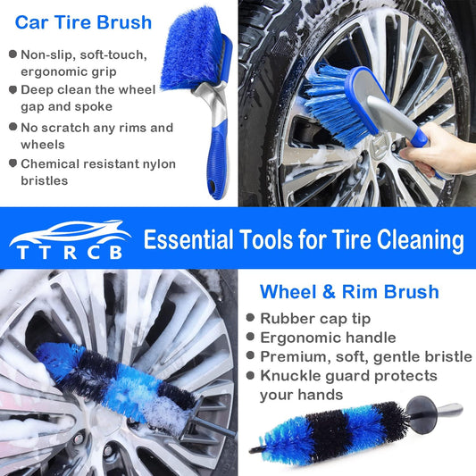 TTRCB 27Pcs Car Detailing Kit, Car Cleaning Kit, Car Detailing Brush Set, Drill Brush Set, Car Detailing Brushes, Car Wash Kit, Car Accessories, Car Cleaning Supplies for Interior, Exterior, Wheels