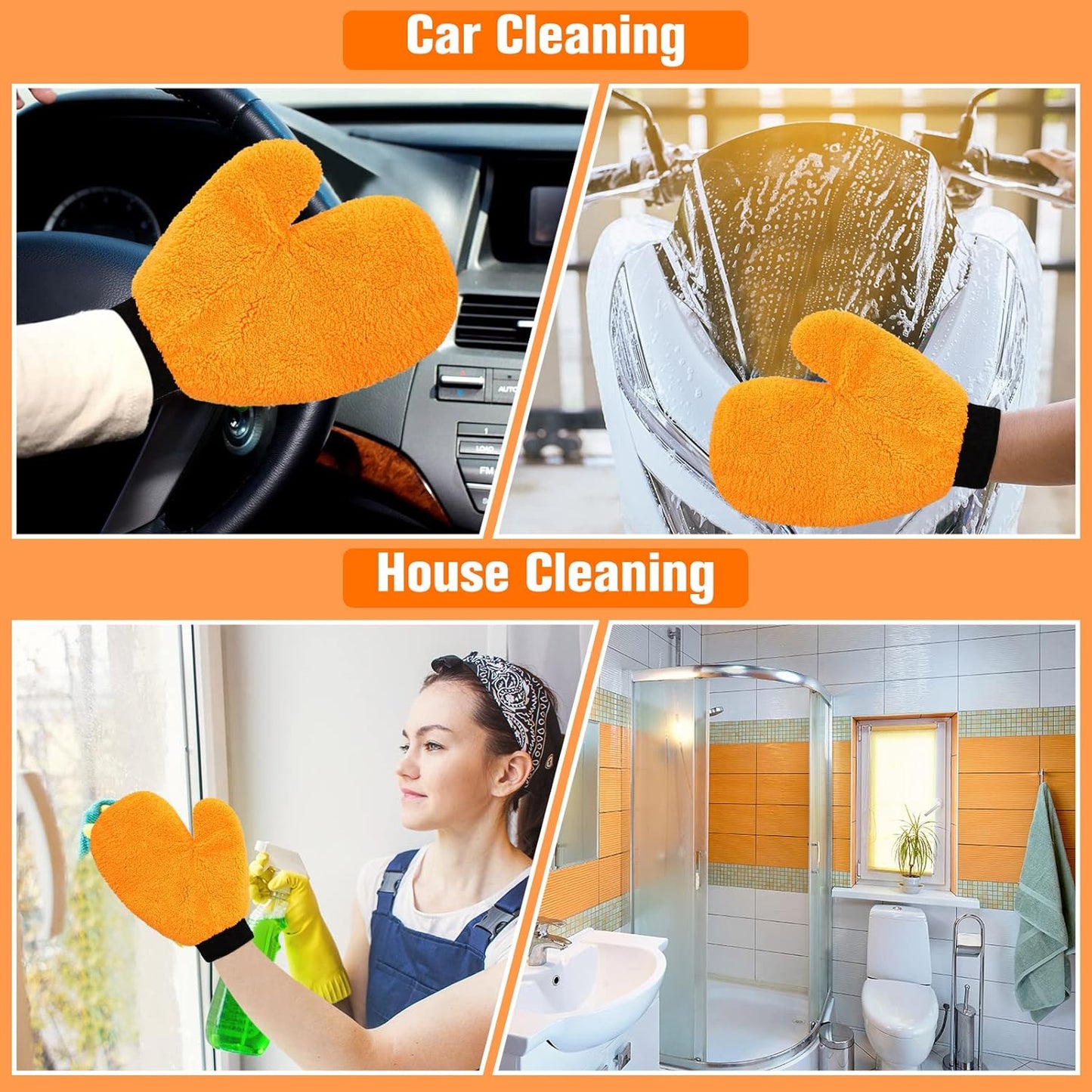 Remerry 6 Pcs Microfiber Mitts with Thumb for Cars Paint Wash Gloves Terry Weave Dusting Mitts