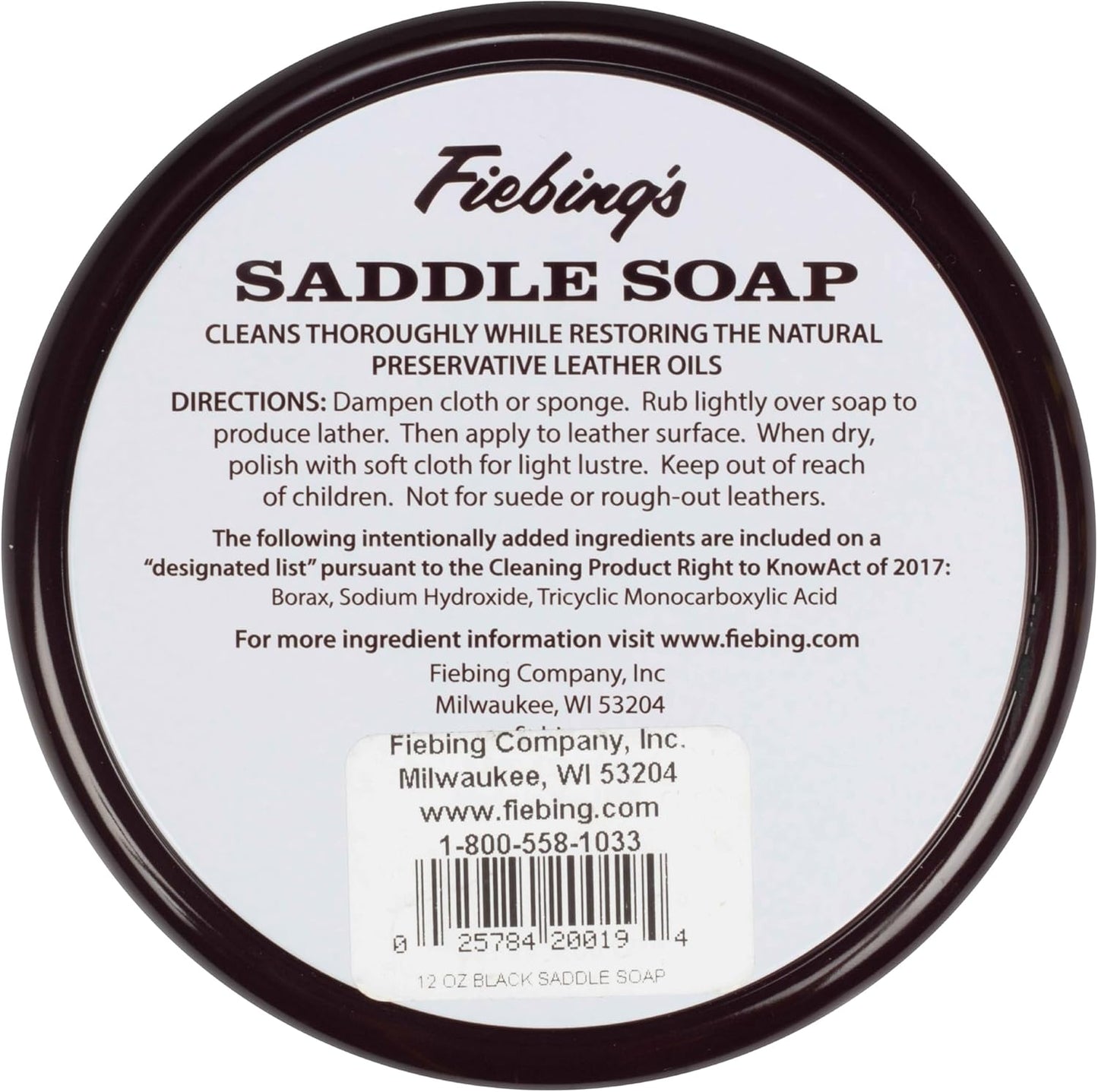 Fiebing's Black Saddle Soap (12oz) - Leather Cleaner & Conditioner - Soften, Protect, Restore & Renew Leathercraft, Car Seat, Belts, Shoes, Luggage, Furniture, Purses, Boots, Bags, Sports & Horse Gear