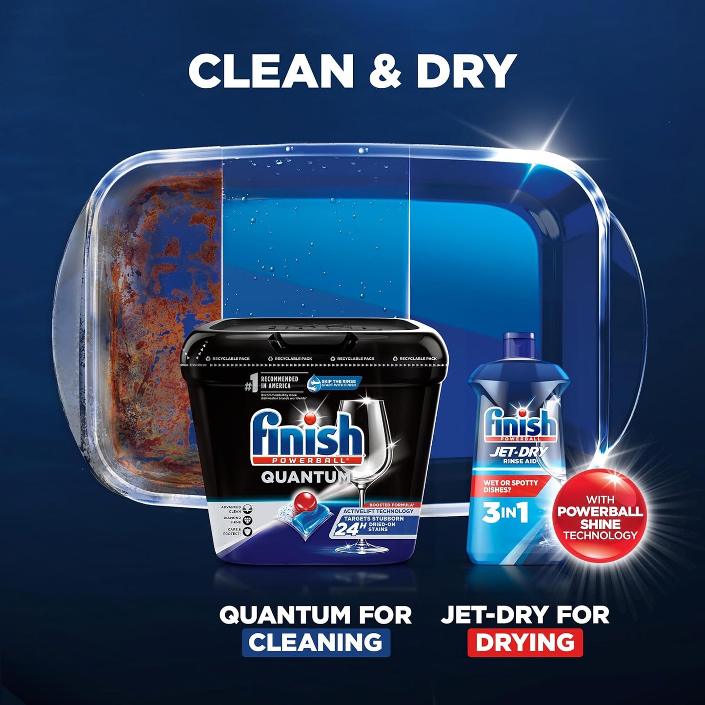 Finish Quantum Dishwasher Pods, No Pre-Rinse Dishwasher Detergent Soap Removes 24HR Dried-On Stain and Grease, Leaving a Virtually Spotless Shine, 36 Count