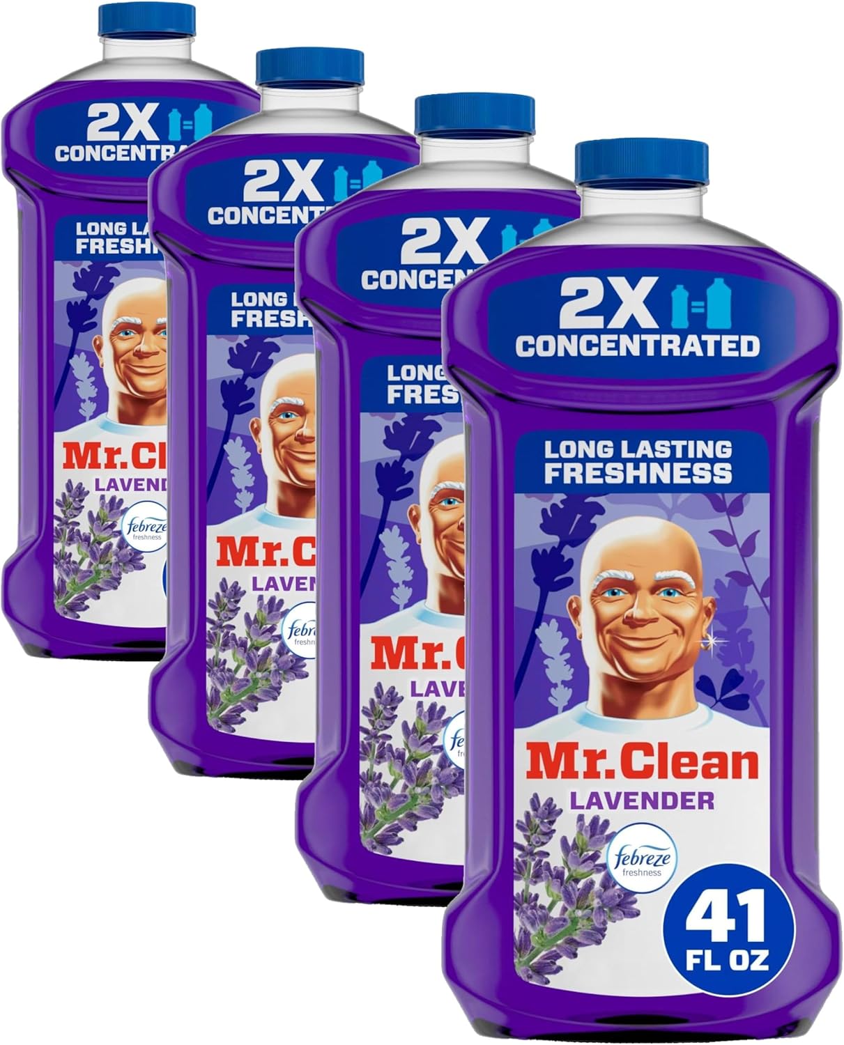 Mr. Clean All Purpose Cleaner, Floor Cleaner for Mopping Home, Bathroom, & Kitchen, Cleaning Liquid for Mop & Bucket, Cleaning Supplies, Multi-Surface Dilutable, Lavender, 41oz