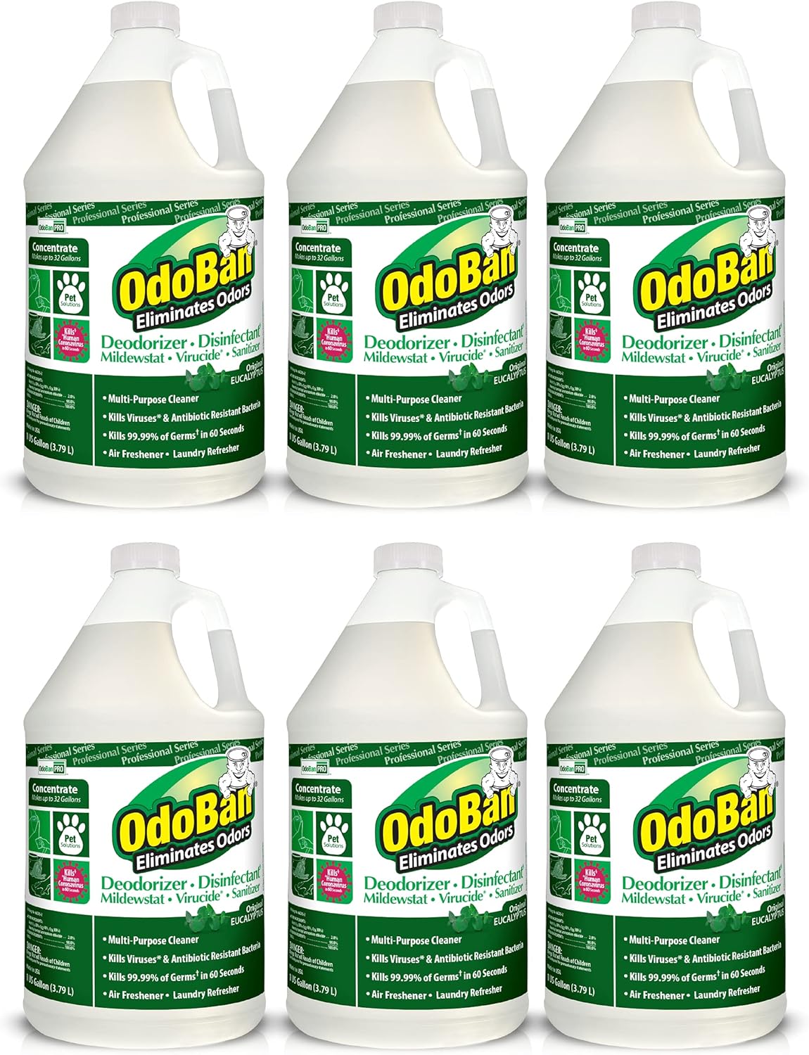 OdoBan Professional Disinfectant and Odor Eliminator Concentrate, Made in the USA, Lavender Scent, 2-Pack, 1 Gallon Each