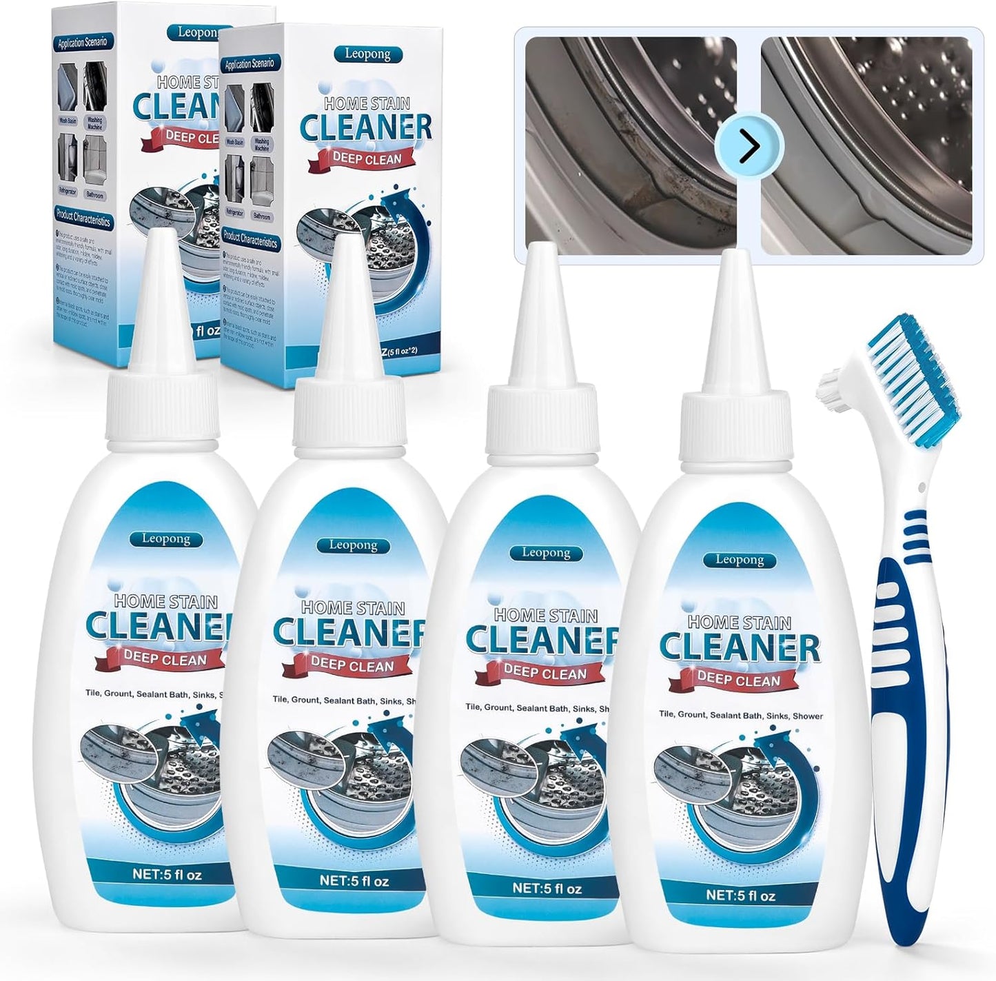 Leopong Home Cleaner Gel, Cleaner for Washing Machine, Refrigerator Strips, Household Shower, Kitchen Sinks, Walls, Tiles, Bathrooms- 10 fl oz