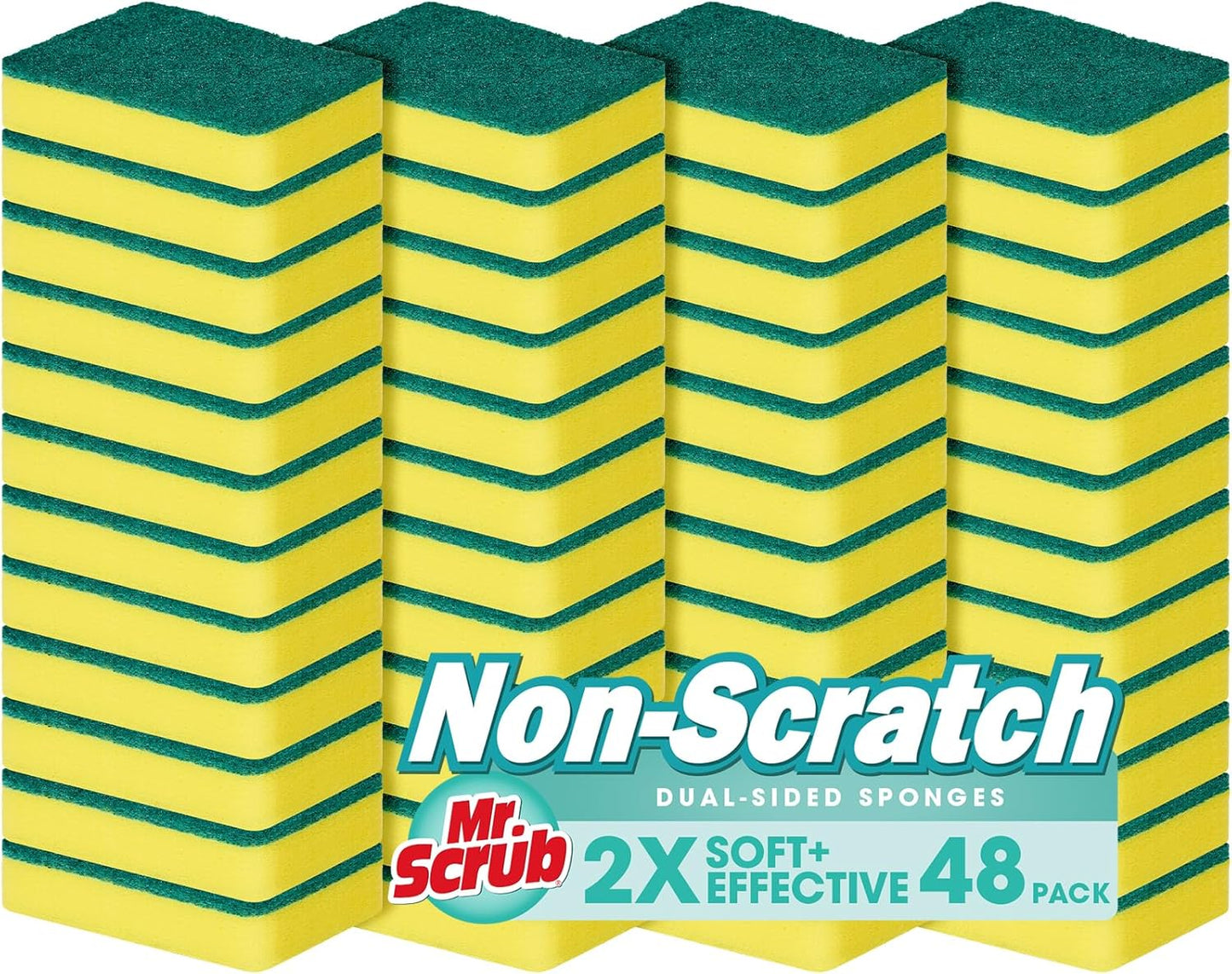 Mr. Scrub Sponges Kitchen Scrub Dish Sponge Scouring Pad, 24 Pack Cleaning Brush Scrubber Supplies for Soap, Dishwashing Dinnerware Sets Pan Pot Towels Cloth Rags Holder Glass Dishwasher Sink Bathroom