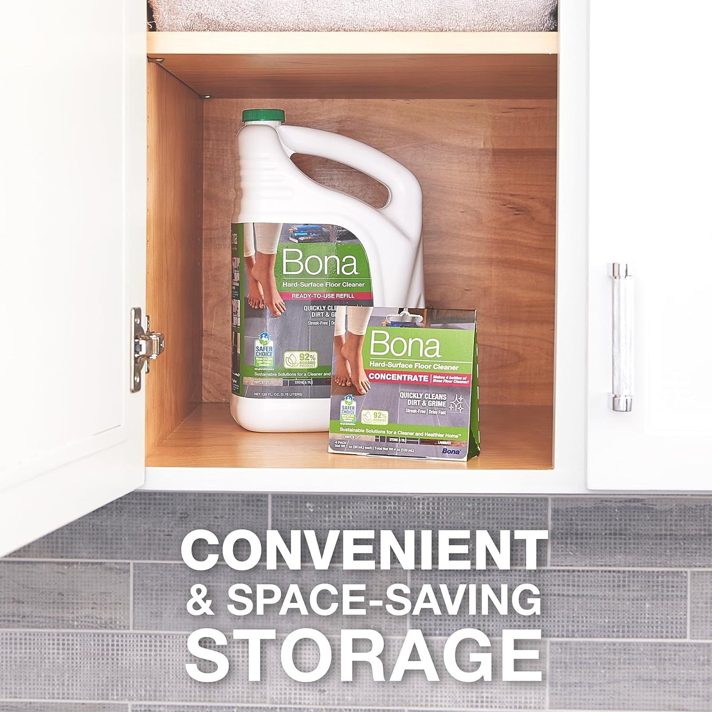 Bona Multi-Surface Floor Cleaner Concentrate - 1 fl oz - 4-Pack - Residue-Free Floor Cleaning Solution for Bona Spray Mop and Spray Bottle Refill - For Stone, Tile, Laminate, and Vinyl Floors