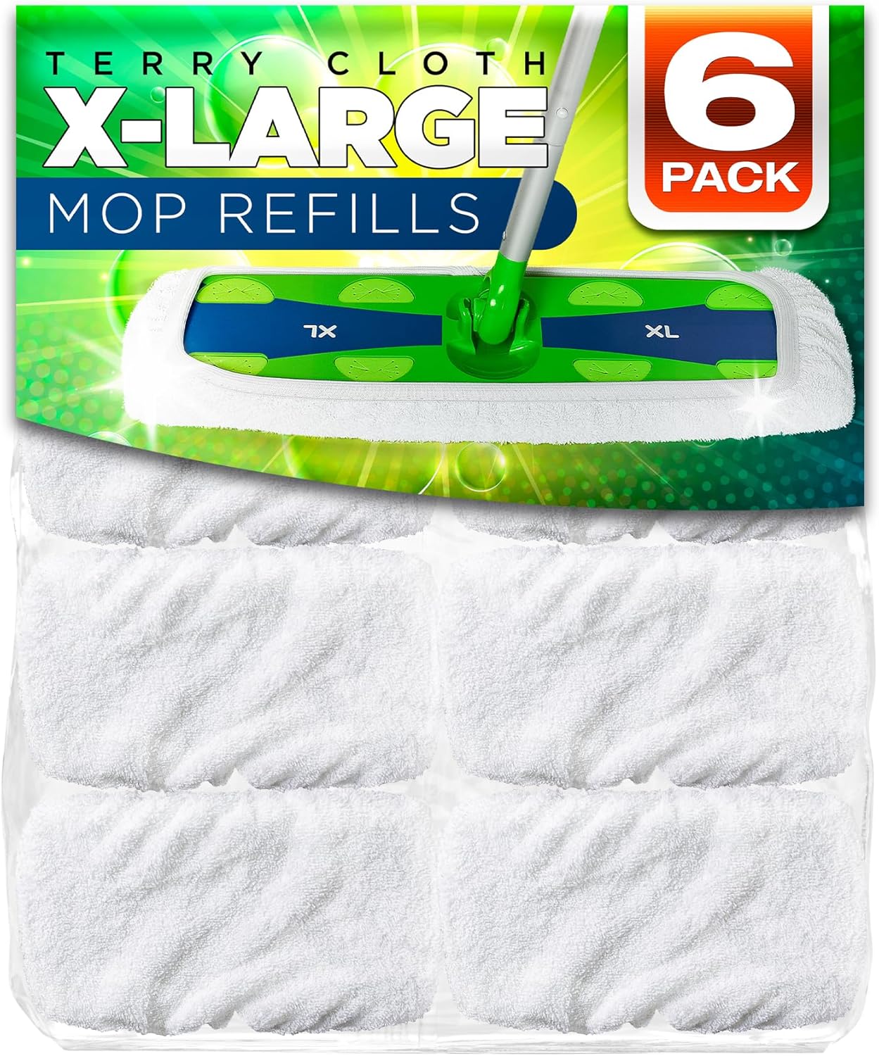 VanDuck XL Cotton Mop Pads Compatible with Swiffer XL (2 Pack) - Extra Large Wet and Dry Pads Refills - Cotton Covers Reusable Mop Heads (Handle is Not Included)