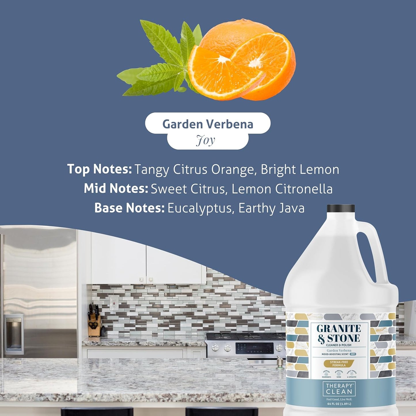 Therapy Granite Cleaner Kit with Microfiber - Daily Countertop Cleaner for Stone, Granite, Marble, Soapstone, Quartz, Quartzite, Slate, Headstone, Limestone, Corian, Laminate, and Tile