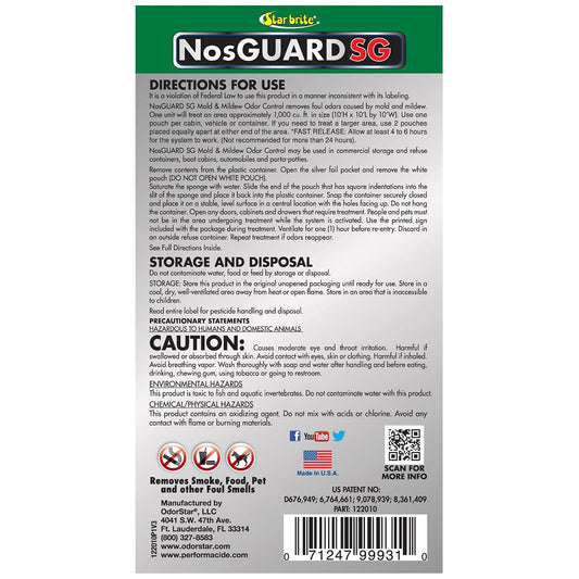 STAR BRITE Mold & Mildew Odor Eliminator - 10 Grams - ClO2 Gas Generator - Powerful Chlorine Dioxide Vapor - Long-Lasting Odor Control - Ideal for Homes, Boats & Commercial Spaces (122010)