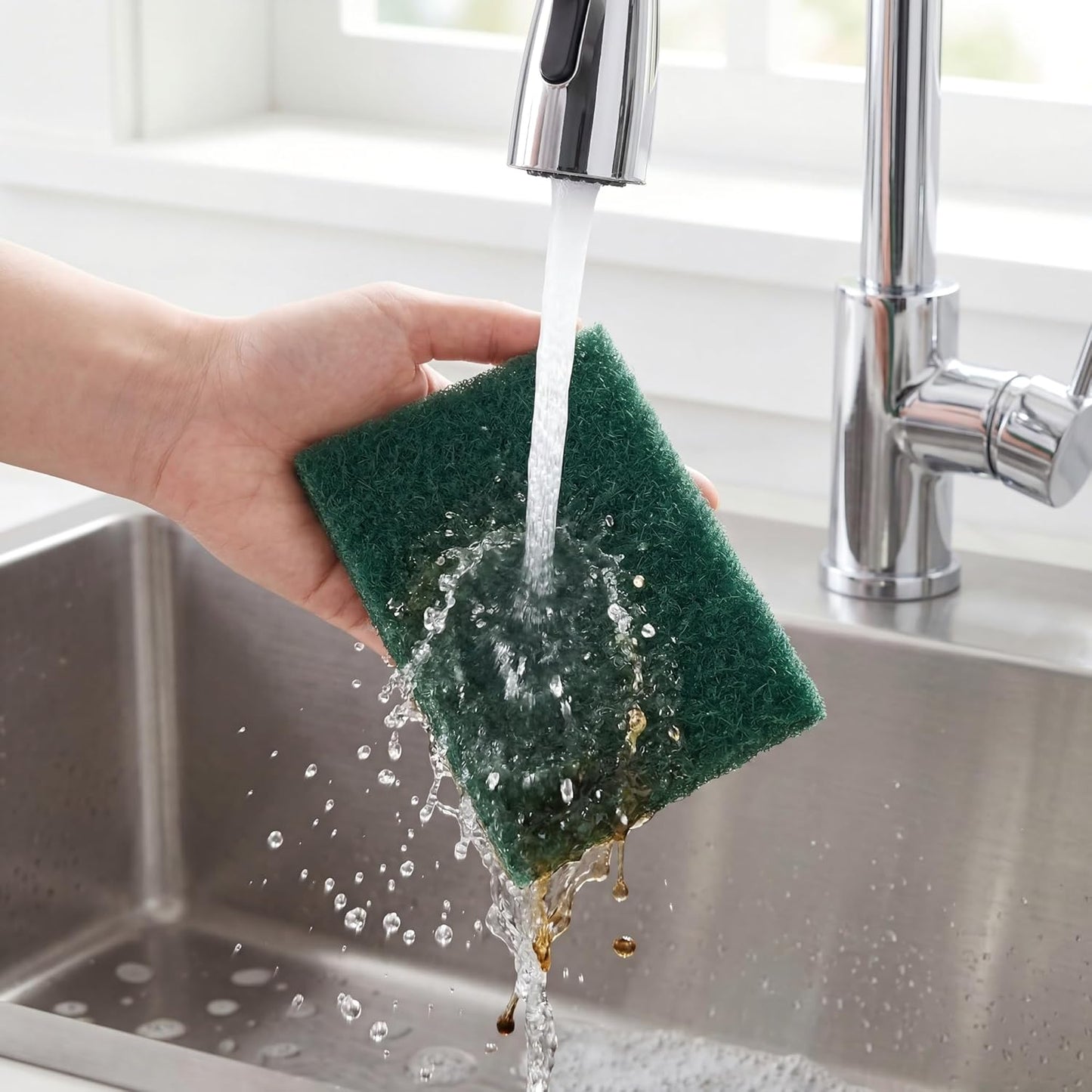 Scrubbing Pads, 6-Pack Green Kitchen Cleaning Scourer – Heavy Duty Scrubber for Pots, Stovetops, Range Hoods, Easy Rinse, Degreasing & Descaling by Ha-Fish&Flame-Gua