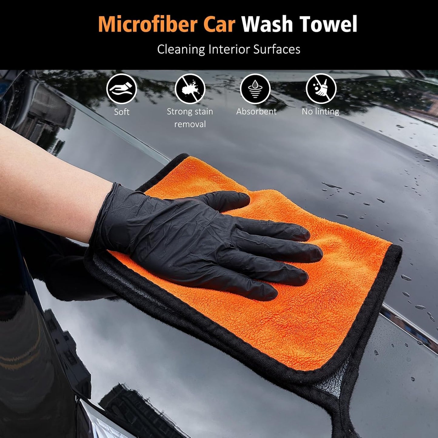 YeewayVeh 3pcs Car Detailing Brush Set, Boars Hair Detailing Brushes, Ultra Soft Detail Brush for Air Vent Leather Seat, Scratch Free Car Detailing Brushes for Interior Exterior, Orange