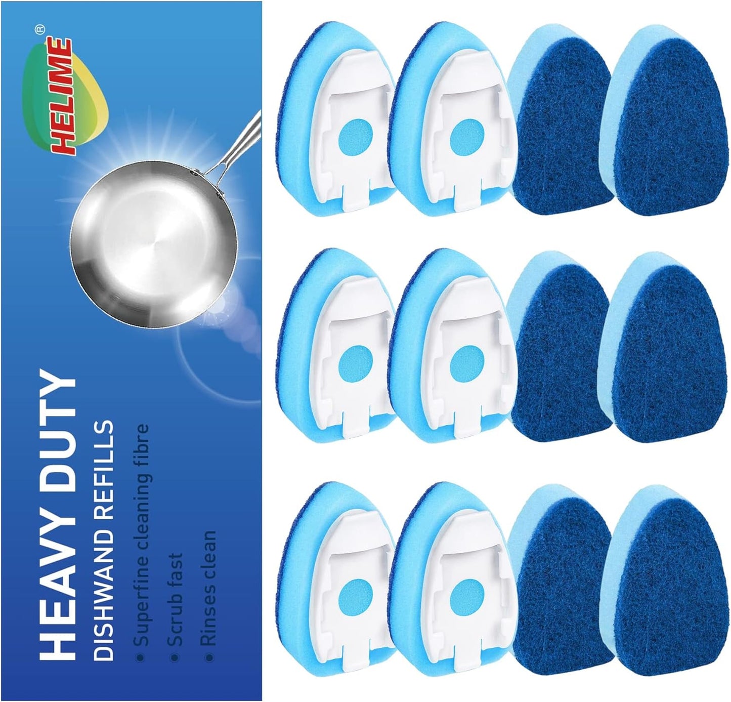 Dishwand Refills Sponges Refill, Dish Wand Replacement Heads, Heavy Duty Scrub Dots Brushes Soap Dispenser, Non Scratch Dispensing Scrubbers, Dishwashing Cleaning Supplies Kitchen Sink Dishwasher Tool