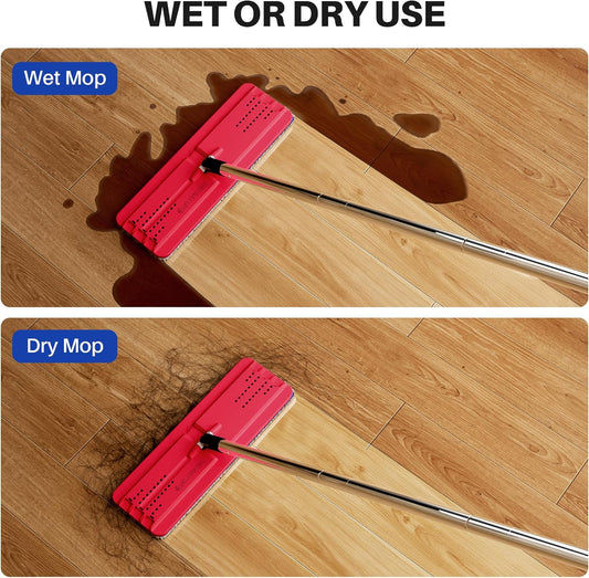 JOYMOOP Flat Mop Head, with 13-inch Microfiber Mop Pad Replacement - Pink, 1 Pack
