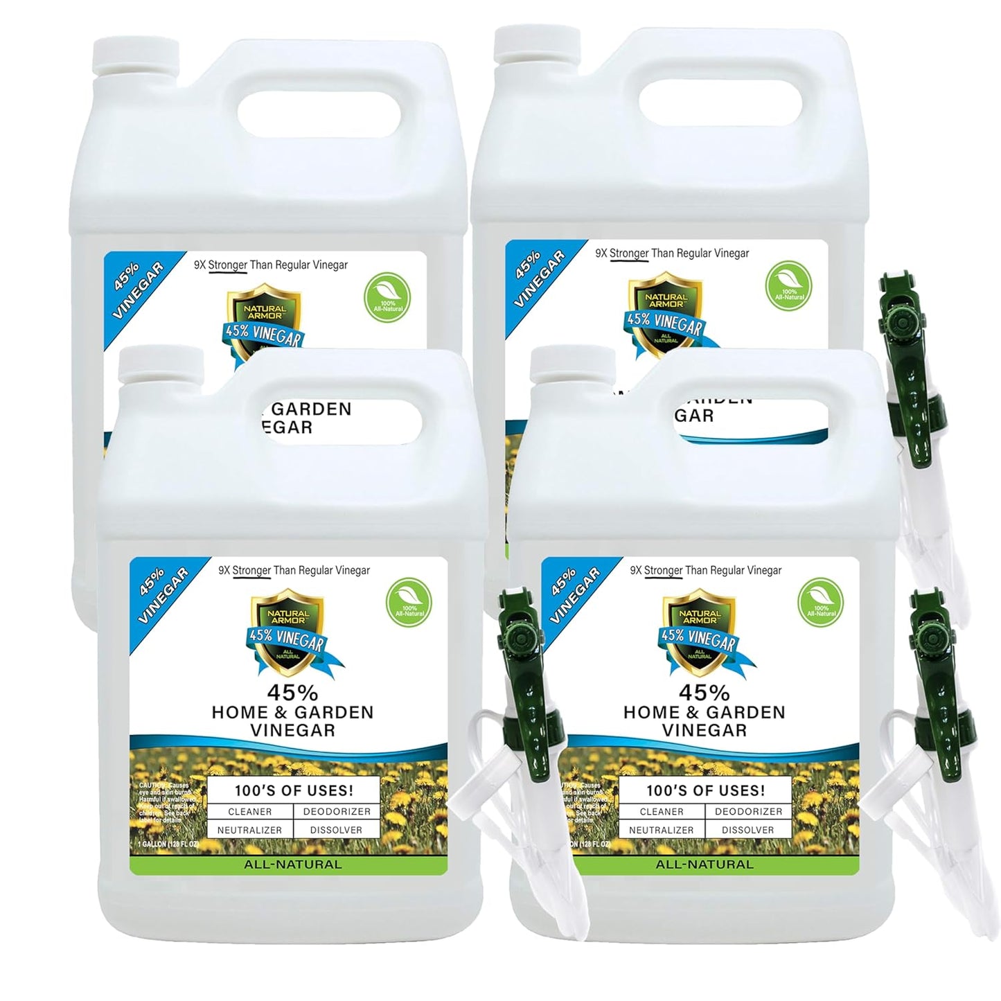 Natural Armor 45% Vinegar Industrial Strength Concentrate - Extra Strength - 9X Stronger Than Regular Vinegar (128 Oz Gallon)