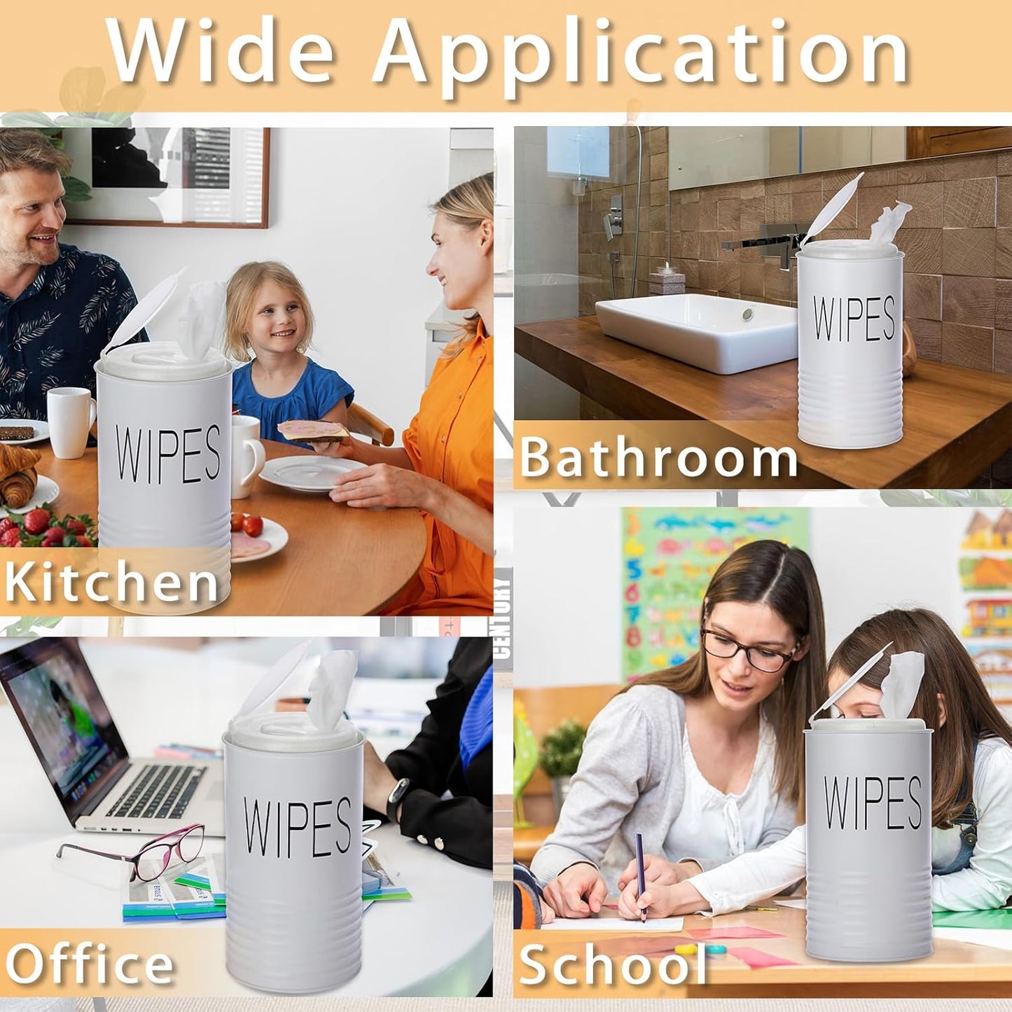 Kokone Wipes Dispenser Farmhouse Wipes Container with Matte Finish Compatible for Clorox Lysol Sturdy Galvanized Iron Wipes Holder for Kitchen,Bathroom,Office,School Table Countertop,Black