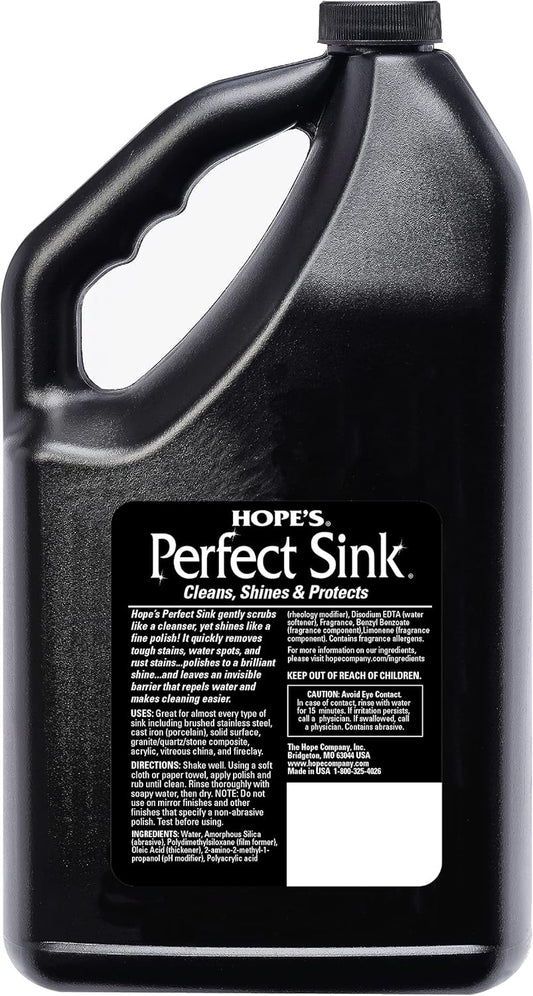 HOPE'S Perfect Sink Cleaner and Polish, Restorative, Removes Stains, Cast Iron, Corian, Composite, Acrylic, 8.5 Fl Oz