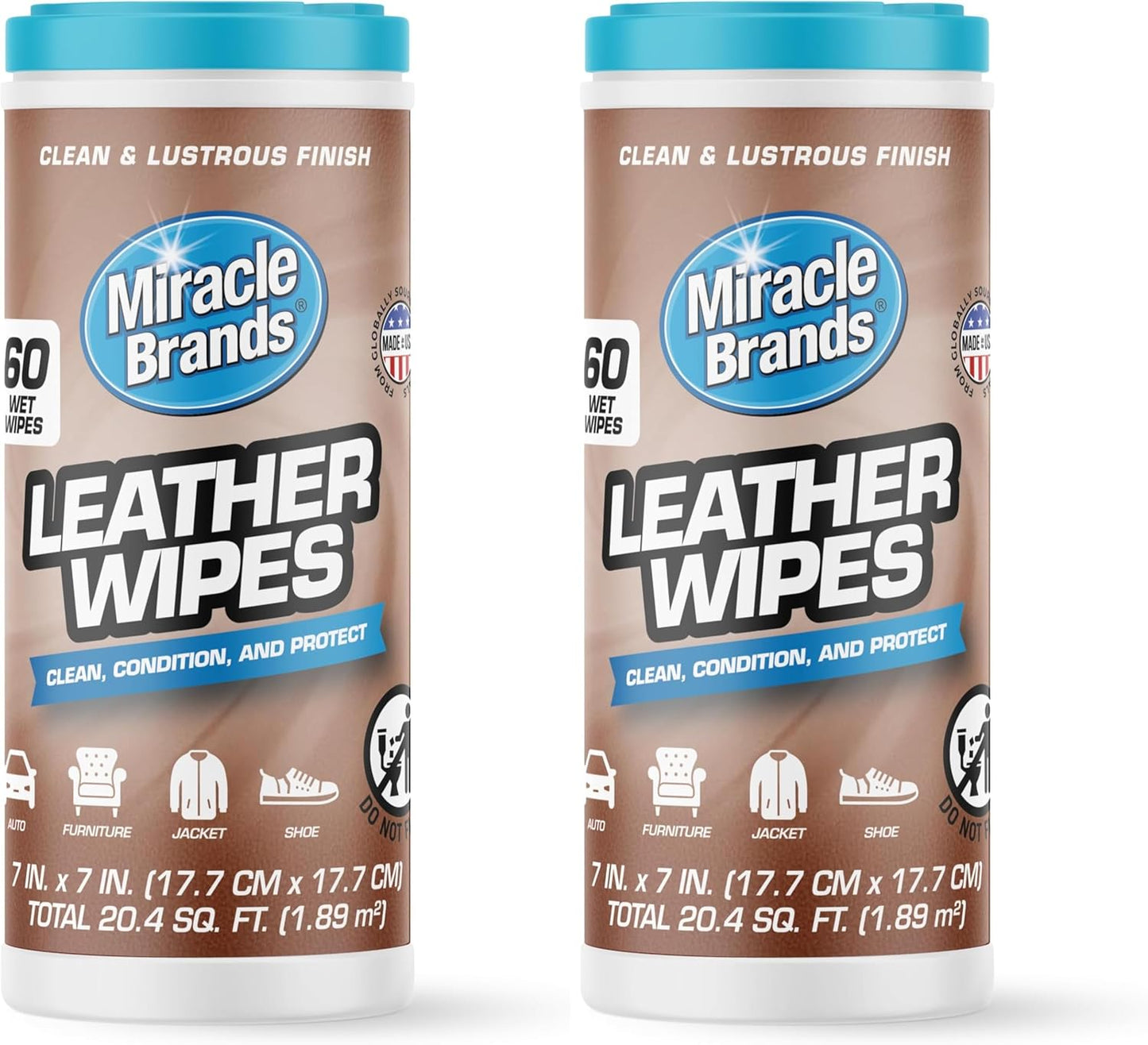MiracleWipes for Leather Cleaning & Conditioning, Vehicle, Furniture, Shoes, Jacket, Interior, Upholstery, Cleans, Protects, and Moisturizes Leather, Prevent Fading and Cracking - 30 Count